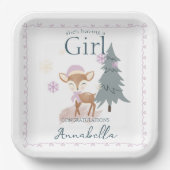 Schattige Winter Baby Herten Vrouw Fawn Papieren Bordje (Voorkant)