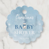 Schattige Winter Beer Blauw Baby shower Bedankjes Labels (Voorkant)