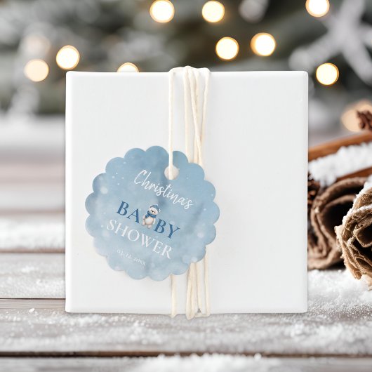 Schattige Winter Beer Blauw Baby shower Bedankjes Labels