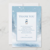 Schattige Winter Beer Blauw Baby shower Bedankkaart (Voorkant)