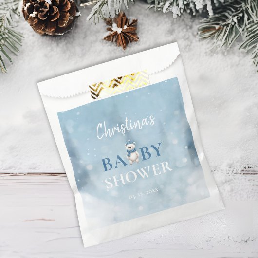 Schattige Winter Beer Blauw Baby shower Bedankzakje