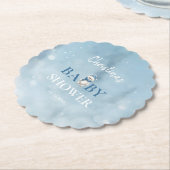 Schattige Winter Beer Blauw Baby shower Kartonnen Onderzetters (Gekanteld)