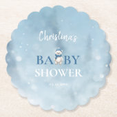 Schattige Winter Beer Blauw Baby shower Kartonnen Onderzetters (Voorkant)