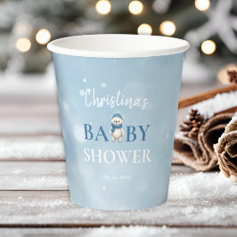 Schattige Winter Beer Blauw Baby shower Papieren Bekers