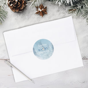 Schattige Winter Beer Blauw Baby shower Ronde Sticker