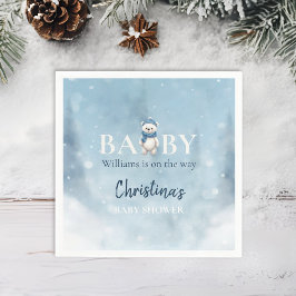 Schattige Winter Beer Blauw Baby shower Servet