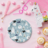 Schattige Winter Beer en Penguin Pastel Blue Party Papieren Bordje (Feest)