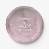 Schattige Winter Beer Roze Baby shower Papieren Bordje (Voorkant)