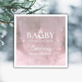 Schattige Winter Beer Roze Baby shower Servet