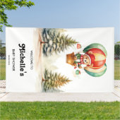 Schattige Winter Beer Woodland Animals Baby shower Spandoek (Buitenkant)