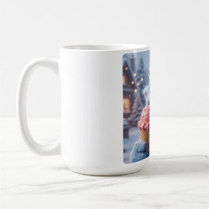 Schattige Winter Blau Fluffy Monster Ijsje Koffie  Koffiemok