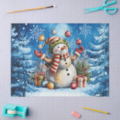 Schattige Winter Blau Kerst Sneeuwman Tissuepapier (Craft)