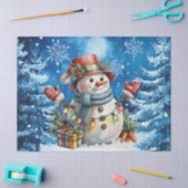 Schattige Winter Blau Kerst Sneeuwman Tissuepapier (Craft)