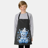 Schattige Winter Blauwe Teddibeer Schort (Gedragen)