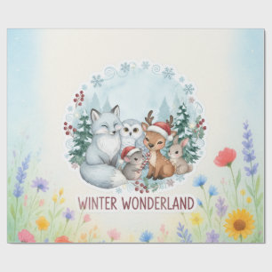 Schattige winter bosdieren watercolor kerst-  cadeaupapier