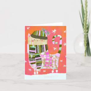 Schattige Winter Cat BLANK Wenskaart Bedankkaart