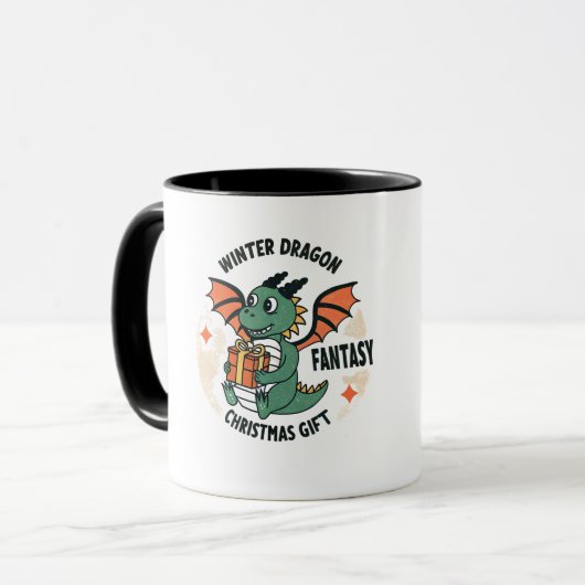 Schattige Winter Draak met Cadeau Fantasy Kerstmis Mok (Voorkant links)