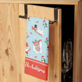 Schattige Winter Festieve Kerstmis Theedoek