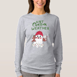 Schattige Winter Ghost & Hot Cocoa Graphic Shirt