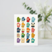 Schattige winter handschoen collage briefkaart (Staand voorkant)