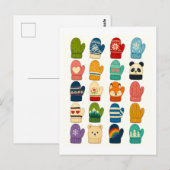 Schattige winter handschoen collage briefkaart (Voorkant / Achterkant)