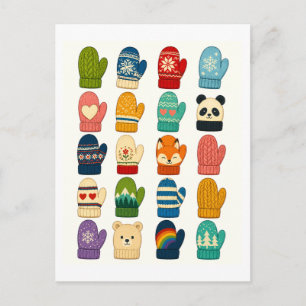 Schattige winter handschoen collage briefkaart