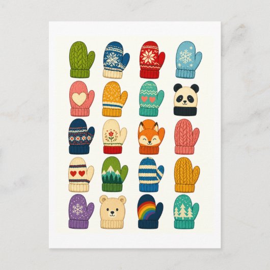 Schattige winter handschoen collage briefkaart (Voorkant)