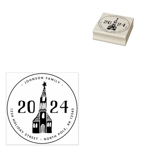 Schattige Winter House Village Kerst Rubberstempel (Gestempeld)