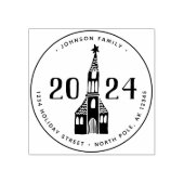 Schattige Winter House Village Kerst Rubberstempel (Afrduk)