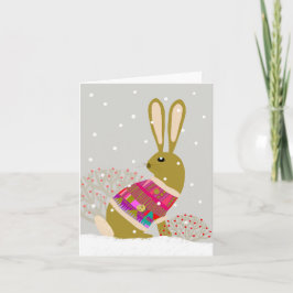 Schattige Winter Hygge Rabbit BLANK Wenskaart Bedankkaart