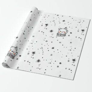 Schattige winter ijsbeer sneeuwvlok cadeaupapier