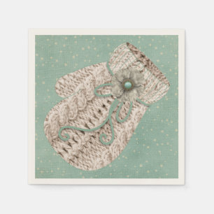 Schattige winter kabeltrui handschoen vintage snee servet