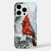 Schattige Winter Kardinaal Bird Faux Glas in lood Case-Mate iPhone Case (Achterkant)