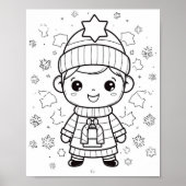 Schattige Winter Kerst Kleuren Poster (Voorkant)