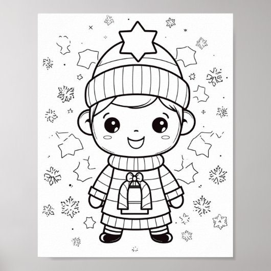Schattige Winter Kerst Kleuren Poster (Voorkant)