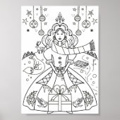 Schattige Winter Kerst Kleurplaat Poster (Voorkant)