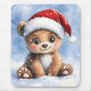 Schattige winter kerst Santa beerwelp waterverf Muismat