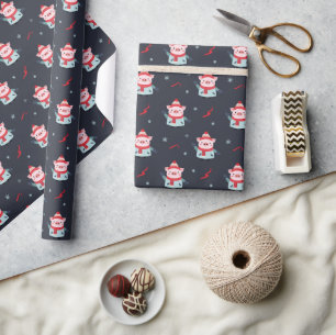 Schattige Winter Kerst Varken Cadeaupapier