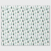Schattige Winter Kerstbomen Festieve Cadeaus Cadeaupapier (Vlak)