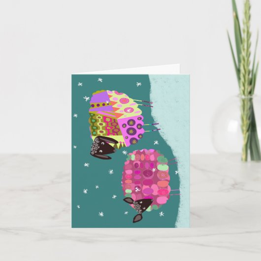 Schattige Winter Kleurrijk Schaap BLANK Wenskaart Bedankkaart (Voorkant)