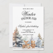 Schattige Winter Onederland Verjaardagsdennenbos Kaart (Voorkant)