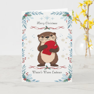 Schattige Winter Otter Kerstmis Kaart