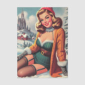 Schattige Winter Pin-up Tissuepapier (Voorkant)