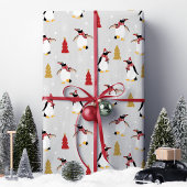 Schattige Winter Pinguïn Kerstmis Cadeaupapier