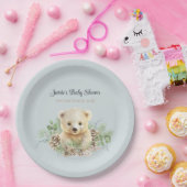 Schattige Winter Polar Beer Blue Boy Baby shower Papieren Bordje (Feest)