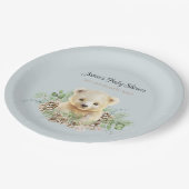 Schattige Winter Polar Beer Blue Boy Baby shower Papieren Bordje (Gekanteld)