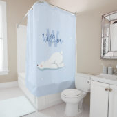 Schattige Winter Polar Beer Custom Naam Kinderkame Douchegordijn (In situ)