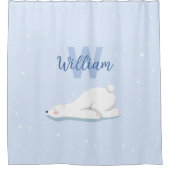 Schattige Winter Polar Beer Custom Naam Kinderkame Douchegordijn (Voorkant)