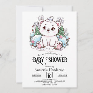 Schattige Winter Polar Beer Digitaal Baby shower Kaart