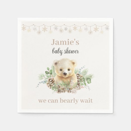 Schattige Winter Polar Beer Genderneutraal Baby sh Servet (Voorkant)